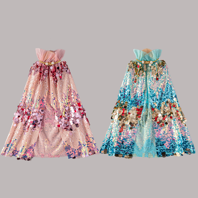 Meiteņu nāriņas apmetnis Bērnu fliteru apmetnis Aisha Princeses apmetnis Frozen Aisha fliteru šalle