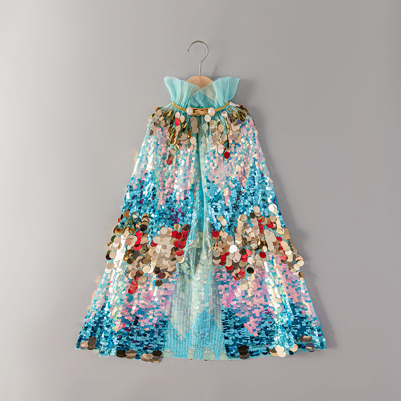 Meiteņu nāriņas apmetnis Bērnu fliteru apmetnis Aisha Princeses apmetnis Frozen Aisha fliteru šalle