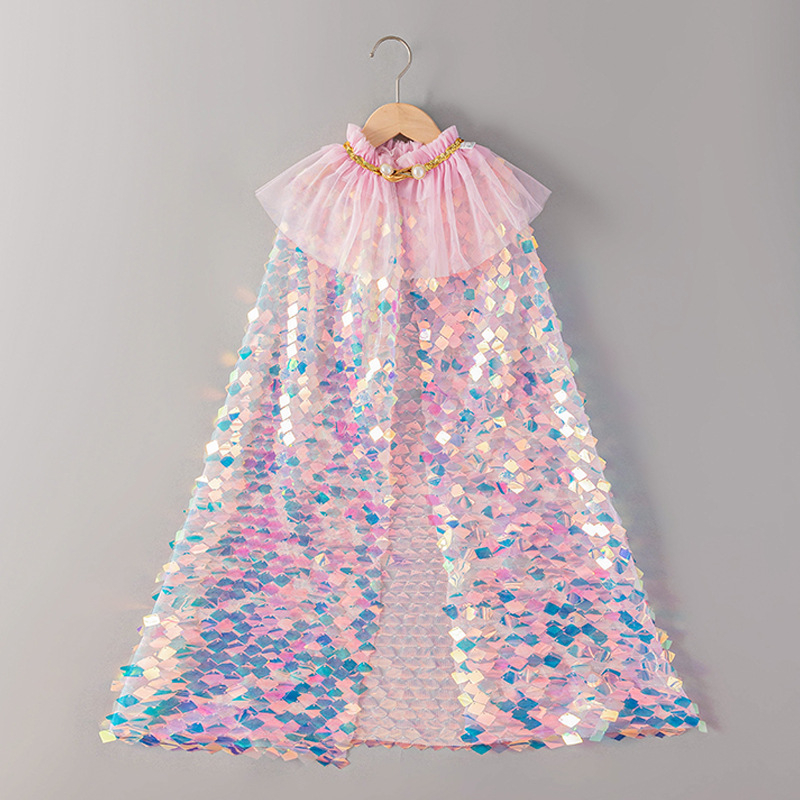 Meiteņu nāriņas apmetnis Bērnu fliteru apmetnis Aisha Princeses apmetnis Frozen Aisha fliteru šalle