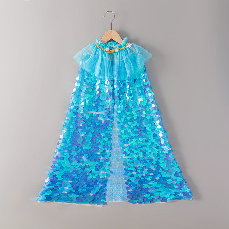 Meiteņu nāriņas apmetnis Bērnu fliteru apmetnis Aisha Princeses apmetnis Frozen Aisha fliteru šalle