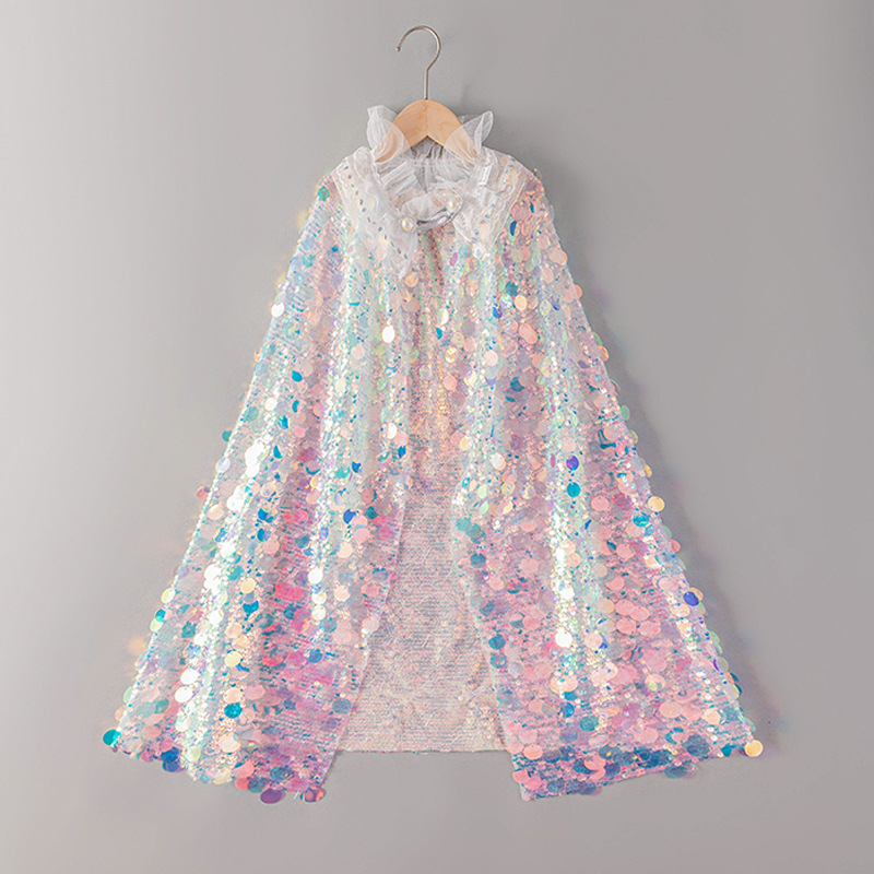 Meiteņu nāriņas apmetnis Bērnu fliteru apmetnis Aisha Princeses apmetnis Frozen Aisha fliteru šalle