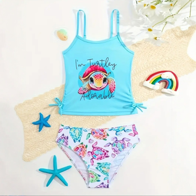 25 godina Novi kupaći kostim za djevojčice Slatki sportski životinjski print Konzervativni dječji kupaći kostim s razdjelnim uzorkom