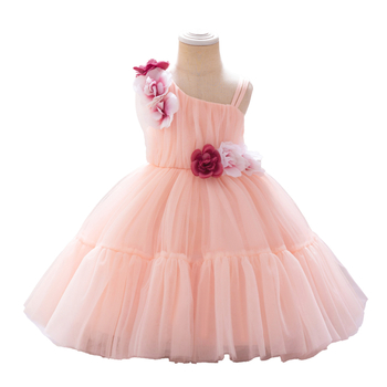 Rochie de fete cu flori, rochie de printesa, 2024, rochie de seară pentru copii, rochie de împletitură cu decalcomanie, rochie de împletitură cu plasă expusă, rochie de împletitură pentru copii de un an