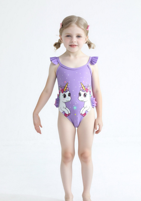 Παιδικά Μαγιό Εξωτερικού Εμπορίου για Κορίτσια Ολόσωμο Μαγιό Μωρό Χαριτωμένα Κινούμενα Σλιπ Αμάνικα Ολόσωμο Μαγιό