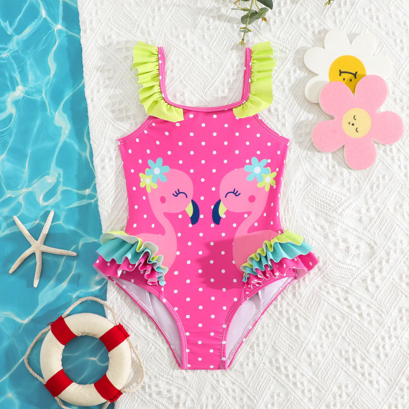 Παιδικά Μαγιό Εξωτερικού Εμπορίου για Κορίτσια Ολόσωμο Μαγιό Μωρό Χαριτωμένα Κινούμενα Σλιπ Αμάνικα Ολόσωμο Μαγιό