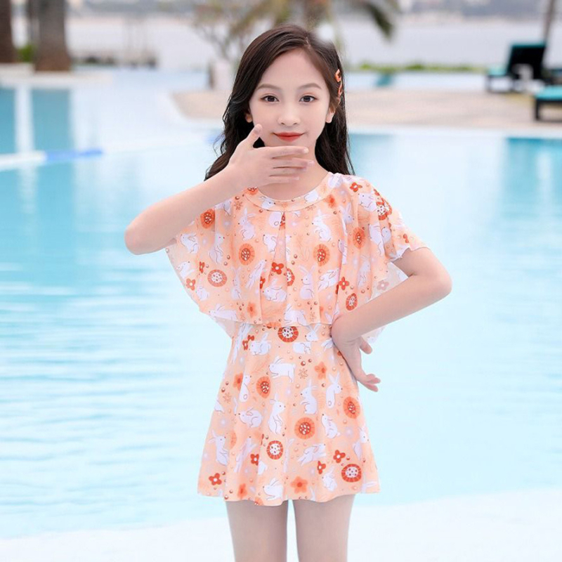 Laste vabaaja ujumisriided tüdrukutele suvi 2024 uus stiil ühes tükis väike, keskmine ja suur laste printsessikleit tüdrukutele armas ujumistrikoo