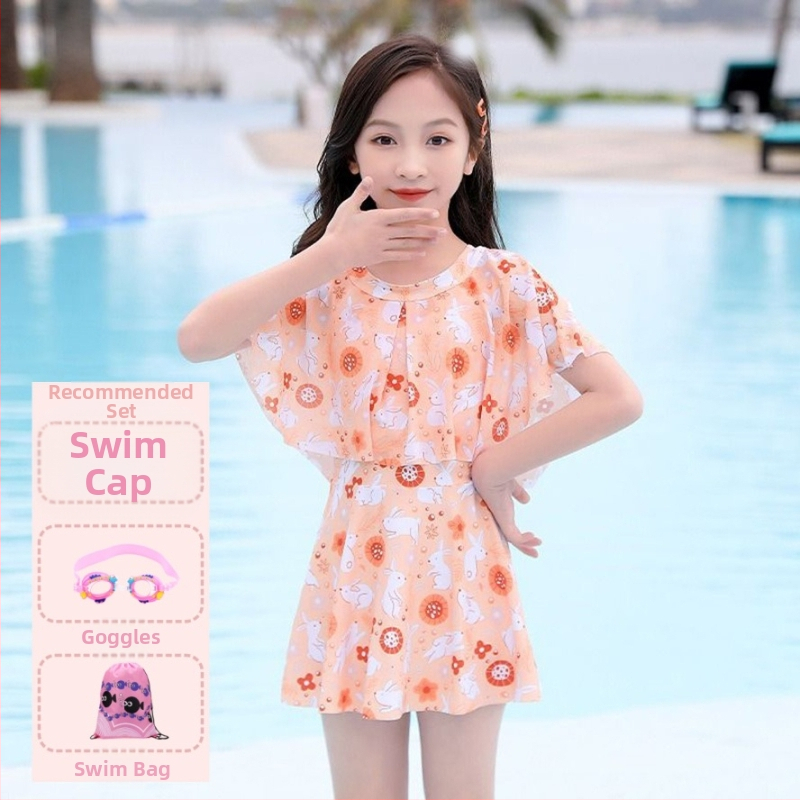 Laste vabaaja ujumisriided tüdrukutele suvi 2024 uus stiil ühes tükis väike, keskmine ja suur laste printsessikleit tüdrukutele armas ujumistrikoo