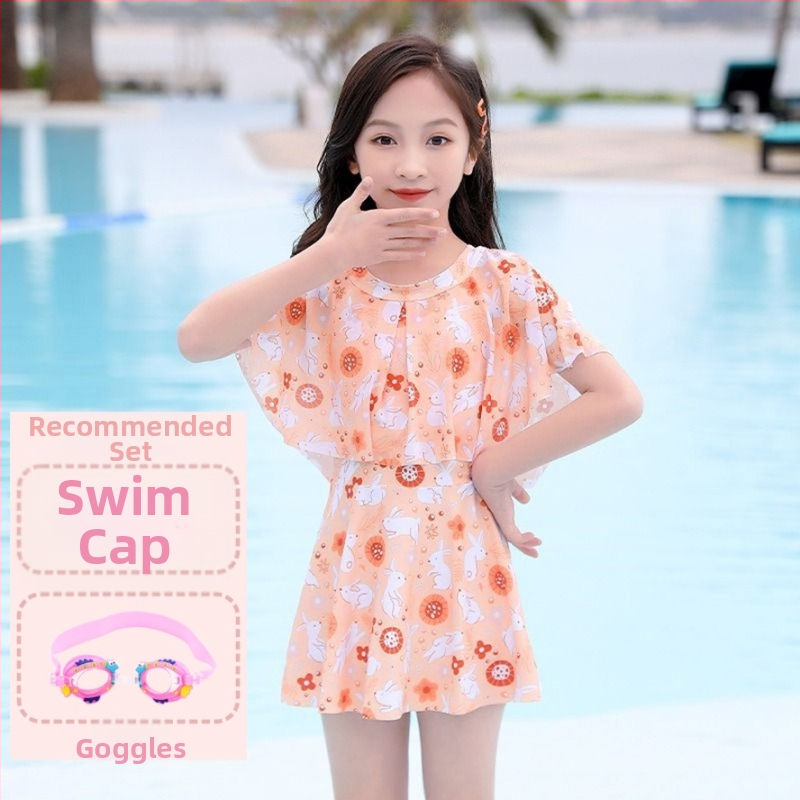 Laste vabaaja ujumisriided tüdrukutele suvi 2024 uus stiil ühes tükis väike, keskmine ja suur laste printsessikleit tüdrukutele armas ujumistrikoo