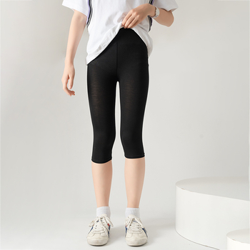 Παντελόνια Modal εξωτερικού εμπορίου για κορίτσια, καλοκαιρινά κολάν, παιδικά στενά παντελόνια ποδηλασίας από μετάξι πάγου σε χρώμα καραμέλας, αναπνεύσιμα