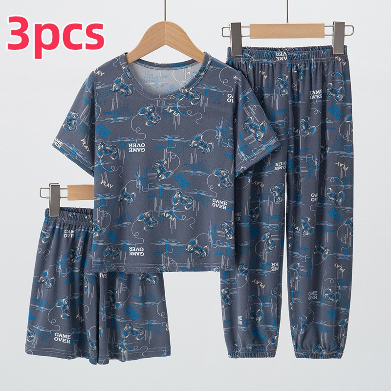Prekogranična američka verzija za dječake i djevojčice Ljetne tanke kratke hlače s kratkim rukavima Hlače s kratkim rukavima Dječja kućna odjeća od tri dijela Set