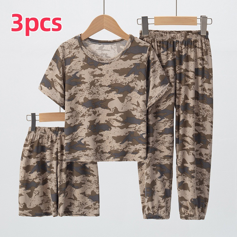 Prekogranična američka verzija za dječake i djevojčice Ljetne tanke kratke hlače s kratkim rukavima Hlače s kratkim rukavima Dječja kućna odjeća od tri dijela Set