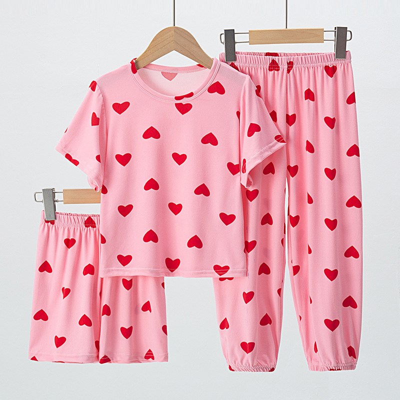 Prekogranična američka verzija za dječake i djevojčice Ljetne tanke kratke hlače s kratkim rukavima Hlače s kratkim rukavima Dječja kućna odjeća od tri dijela Set