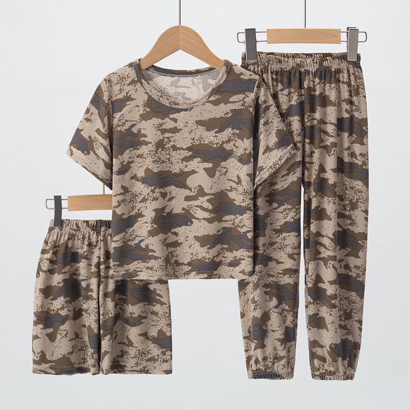 Prekogranična američka verzija za dječake i djevojčice Ljetne tanke kratke hlače s kratkim rukavima Hlače s kratkim rukavima Dječja kućna odjeća od tri dijela Set