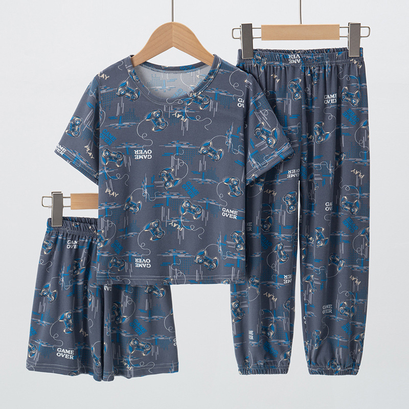 Prekogranična američka verzija za dječake i djevojčice Ljetne tanke kratke hlače s kratkim rukavima Hlače s kratkim rukavima Dječja kućna odjeća od tri dijela Set