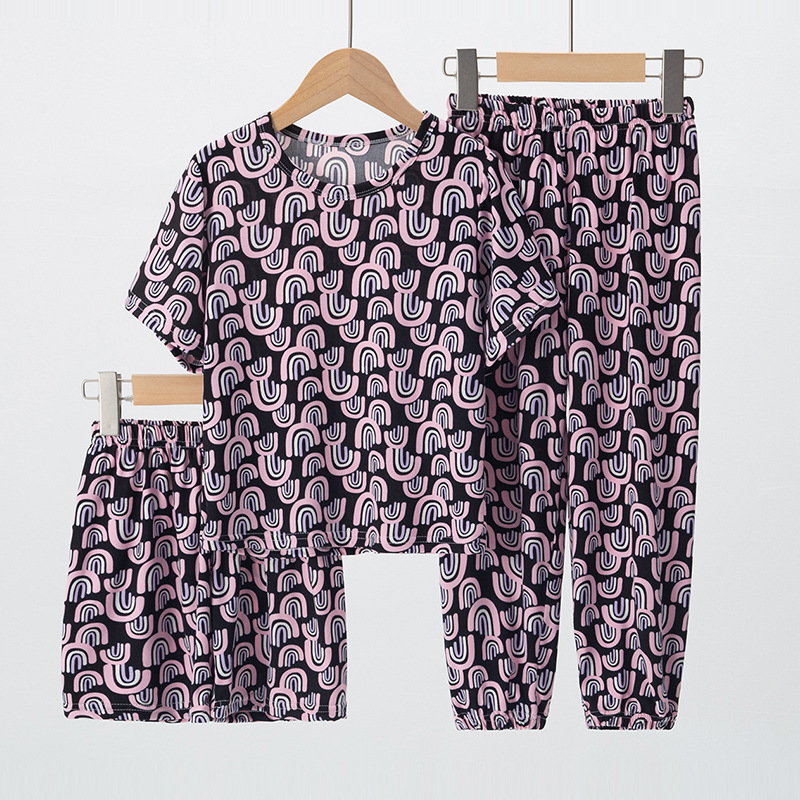 Prekogranična američka verzija za dječake i djevojčice Ljetne tanke kratke hlače s kratkim rukavima Hlače s kratkim rukavima Dječja kućna odjeća od tri dijela Set