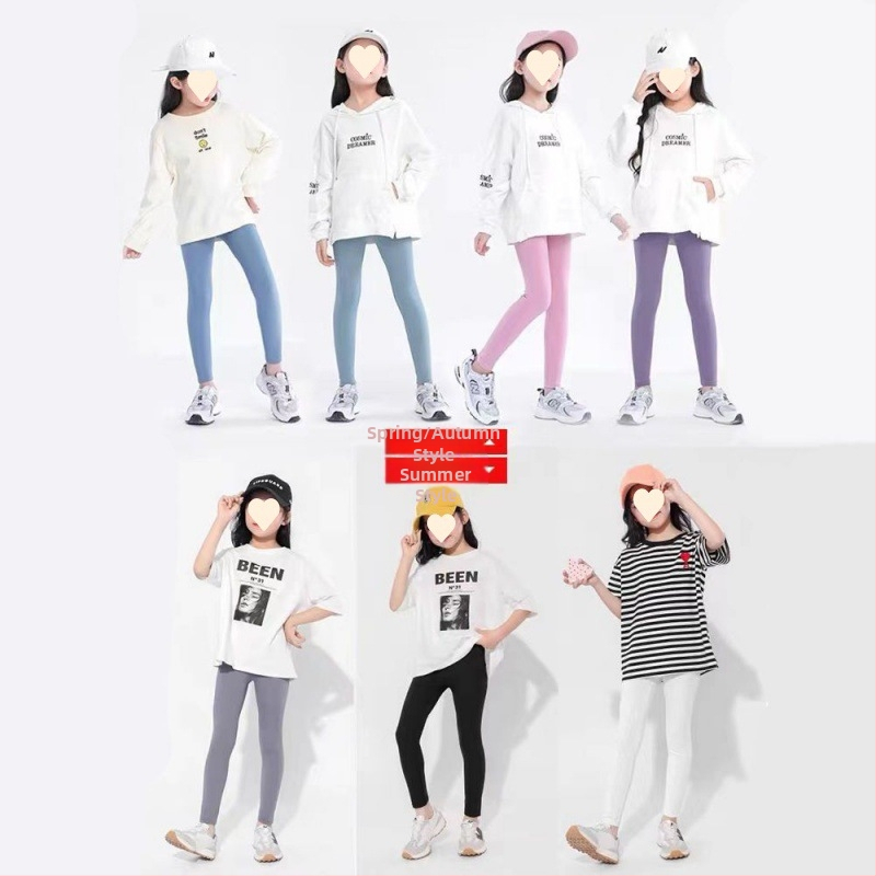 Detské žraločie nohavice, dievčenské letné tenké vrchné oblečenie, zoštíhľujúce, tanečné, s vysokým pásom, skrátené jogové nohavice