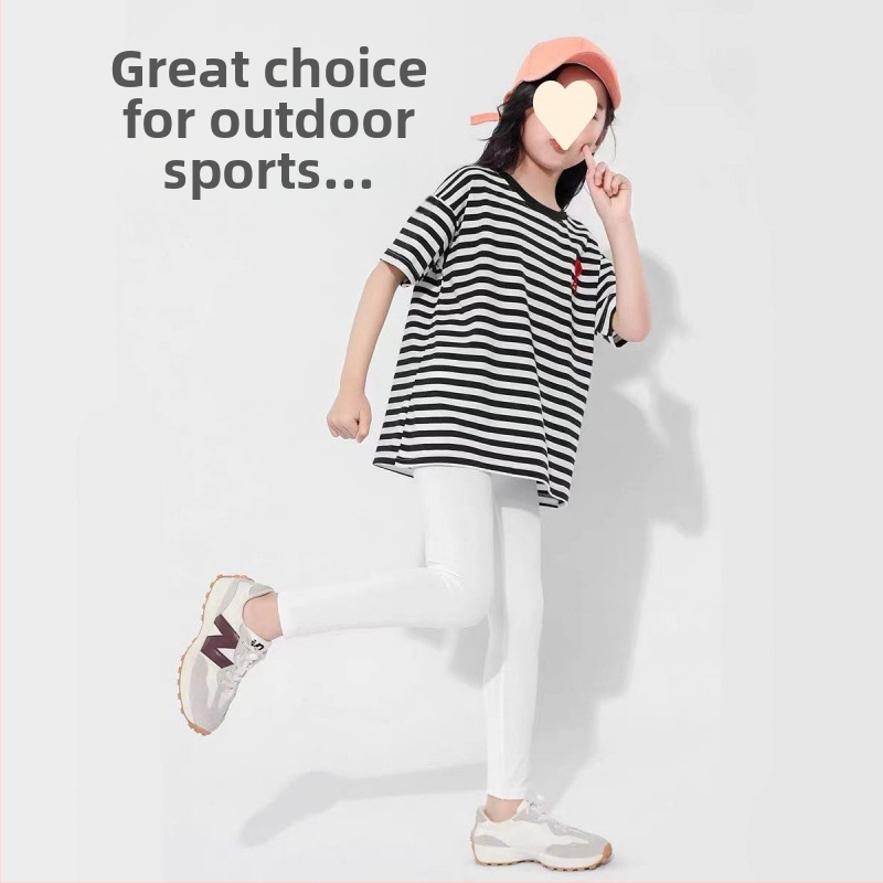 Detské žraločie nohavice, dievčenské letné tenké vrchné oblečenie, zoštíhľujúce, tanečné, s vysokým pásom, skrátené jogové nohavice