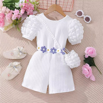 Παιδικό παντελόνι Crossover με φουσκωτά μανίκια και πλάτη, με τσάντα