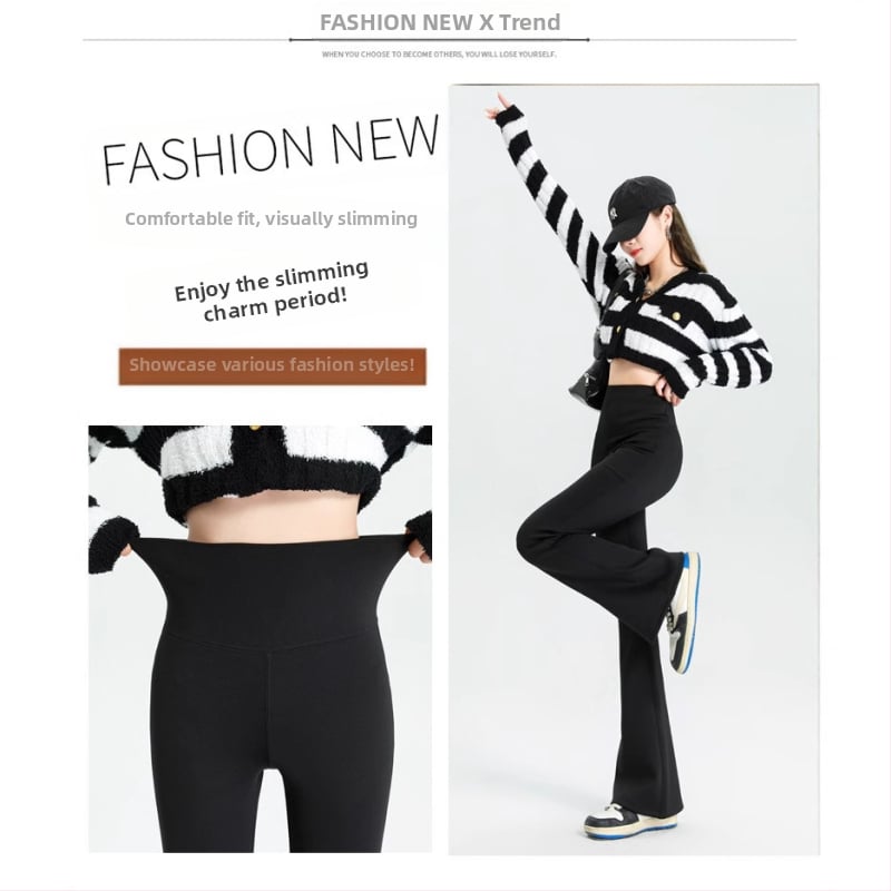 Pantaloni lungi Shark pentru femei, talie înaltă, toamnă și iarnă, căptușiți cu fleece, slim-fit, mop, pantaloni Dose-fit, pantaloni evazați, la modă, lejeri