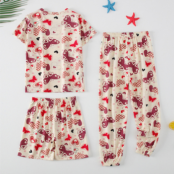 Πλατφόρμα Εξωτερικού Διασυνοριακού Εμπορίου 3 τεμαχίων Παιδικά Μοντέρνα Είδη με Στάμπα Κοντά Μανίκια Παντελόνια Σορτς Ρούχα Σπιτιού για Αγόρια και Κορίτσια