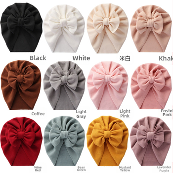 Dječja europska i američka pulover kapa za novorođenčad u čistim bojama s mašnom, proljetna i jesenska indijska kapa s uzorkom zmije, dječja kapa bez granica