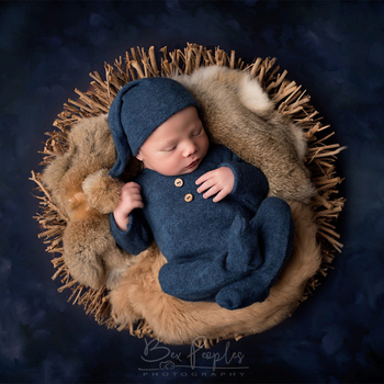 Piiriülene uus laste fotoriietus beebifotokleit beebi pika sabaga kootud karusnahast pallimüts + kleit