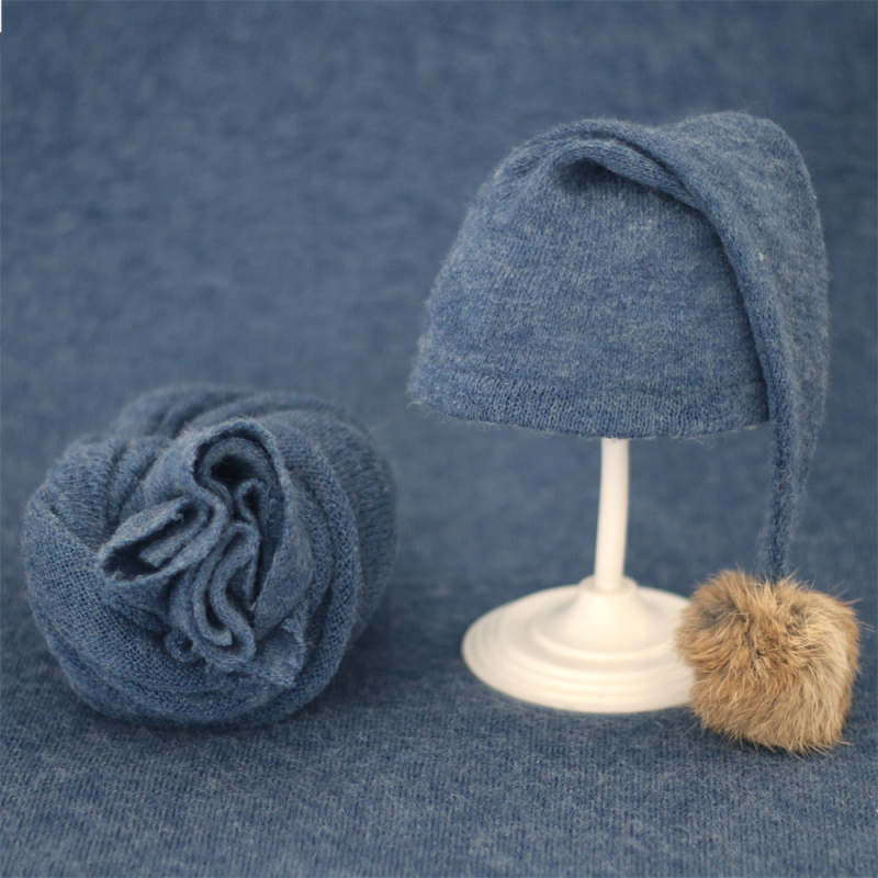 Piiriülene uus laste fotoriietus beebifotokleit beebi pika sabaga kootud karusnahast pallimüts + kleit