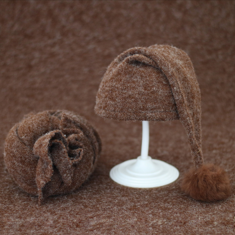 Piiriülene uus laste fotoriietus beebifotokleit beebi pika sabaga kootud karusnahast pallimüts + kleit