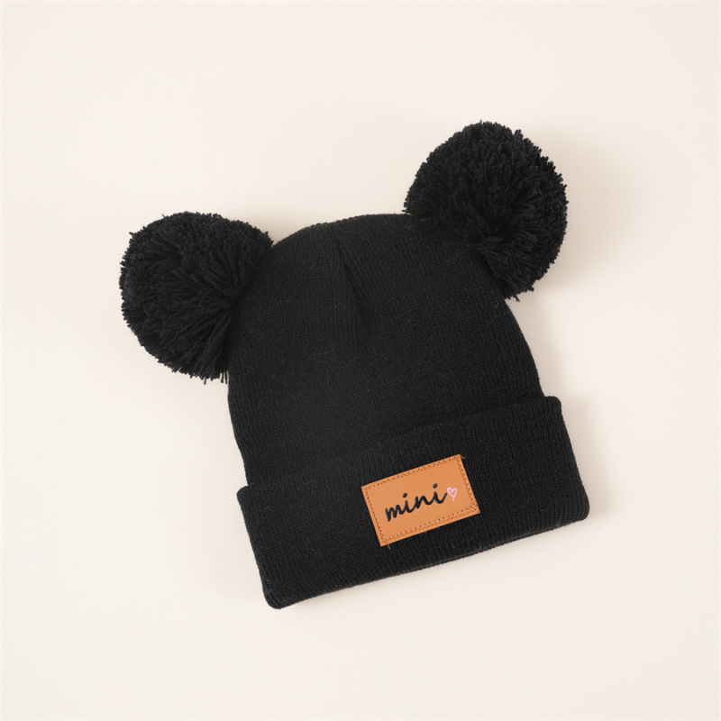 Jesenska i zimska dječja pletena kapa za dječake, vunena kapa, slatka krznena loptica, hladnootporna, topla ženska kapa s blagom