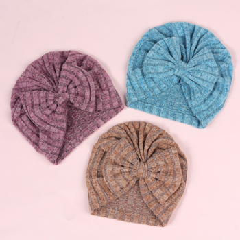 Șapcă transfrontalieră europeană și americană pentru nou-născuți, culoare solidă, dungi, fundă periată, pălărie indiană, pălărie caldă, 6 culori