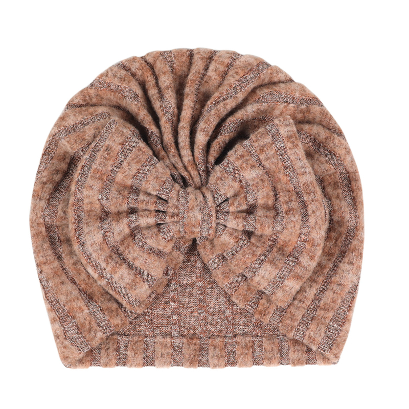 Șapcă transfrontalieră europeană și americană pentru nou-născuți, culoare solidă, dungi, fundă periată, pălărie indiană, pălărie caldă, 6 culori