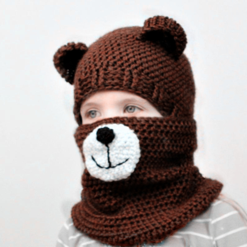 Toamna și iarna nouă pentru copii, pălărie, eșarfă, două piese, desene animate, coarne de urs din lână, șapcă, băieți și fete, haine pentru copii europeni și americani