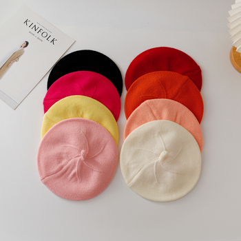 Dječja kapa za proljeće i jesen slatka super slatka beretka za djevojčice za novorođenče vunena dječja pletenina princeza tida