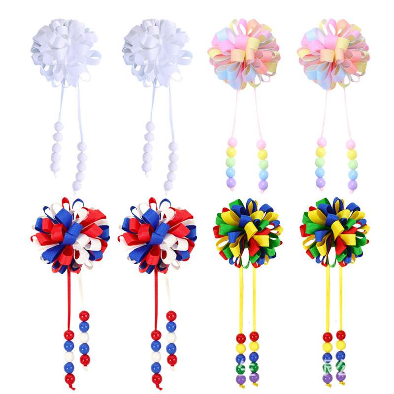 Határokon átnyúló robbanások lányoknak aranyos göndör gombóc bojtos hajcsattal színes buborék virág bordás hajvirág hajcsat