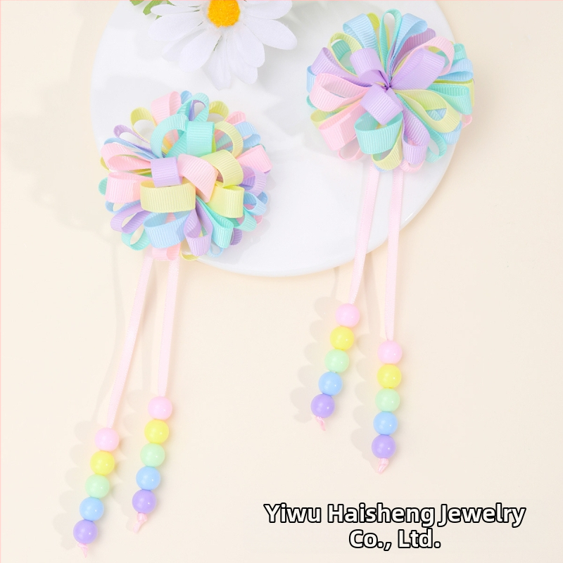 Határokon átnyúló robbanások lányoknak aranyos göndör gombóc bojtos hajcsattal színes buborék virág bordás hajvirág hajcsat