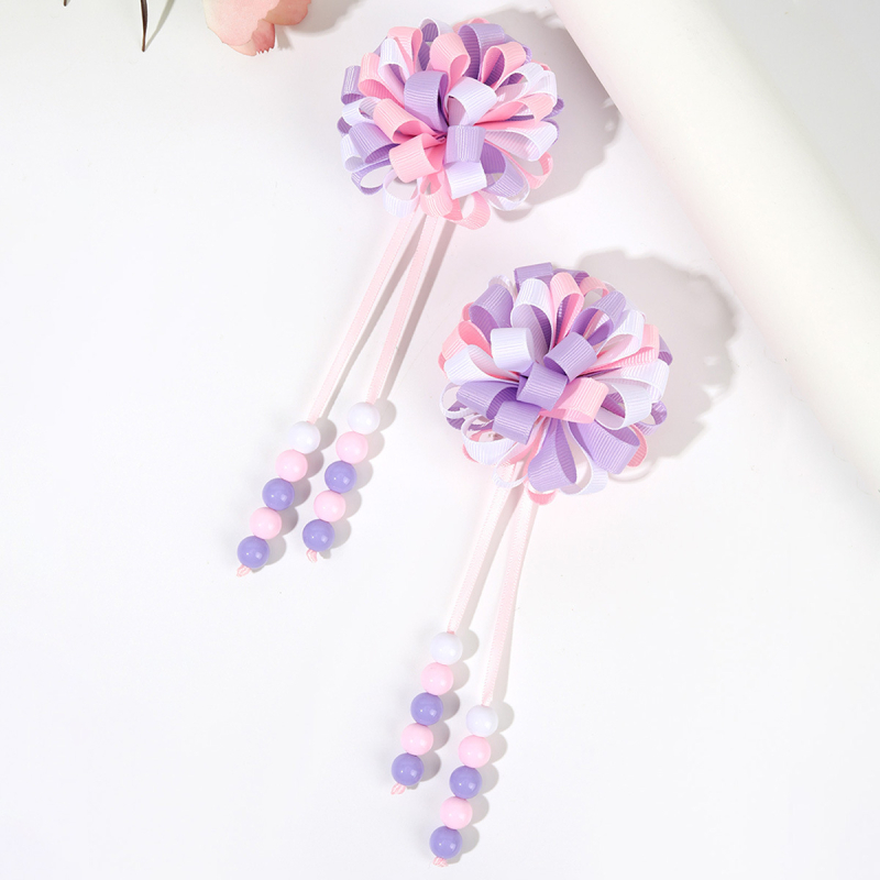 Határokon átnyúló robbanások lányoknak aranyos göndör gombóc bojtos hajcsattal színes buborék virág bordás hajvirág hajcsat