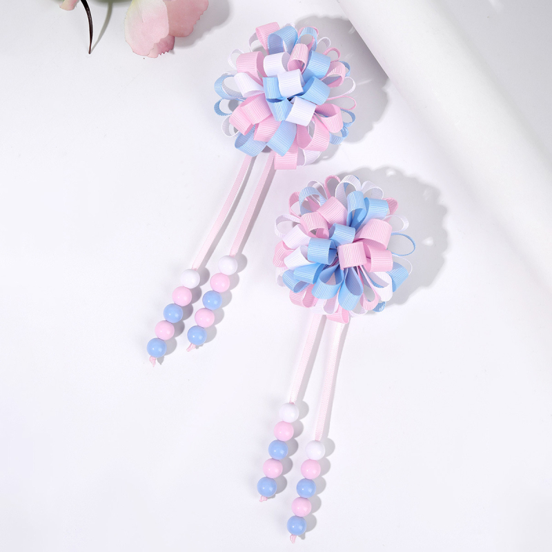 Határokon átnyúló robbanások lányoknak aranyos göndör gombóc bojtos hajcsattal színes buborék virág bordás hajvirág hajcsat