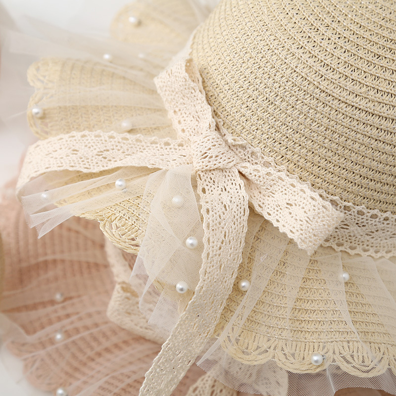 Pălărie de plajă cu plasă Super Fairy pentru femei, pălărie de paie de vară, pălărie de soare pentru părinți și copii, pălărie de soare pentru vacanță, pălărie de plajă pe litoral