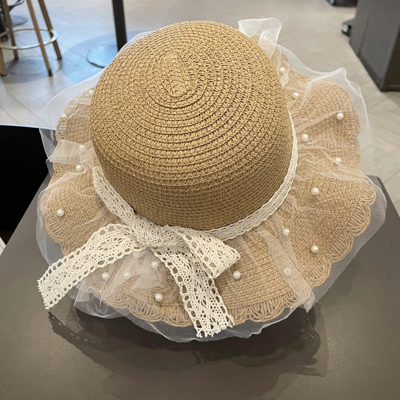 Pălărie de plajă cu plasă Super Fairy pentru femei, pălărie de paie de vară, pălărie de soare pentru părinți și copii, pălărie de soare pentru vacanță, pălărie de plajă pe litoral
