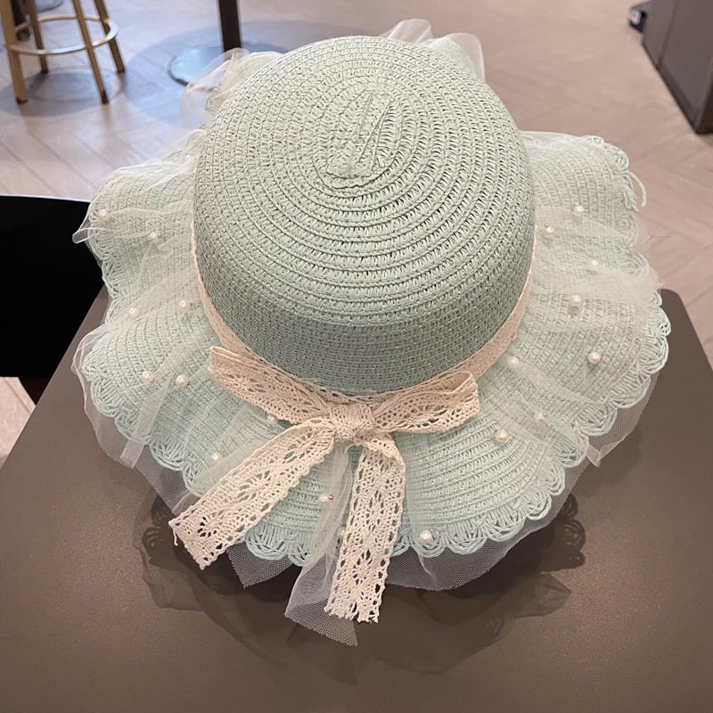 Pălărie de plajă cu plasă Super Fairy pentru femei, pălărie de paie de vară, pălărie de soare pentru părinți și copii, pălărie de soare pentru vacanță, pălărie de plajă pe litoral