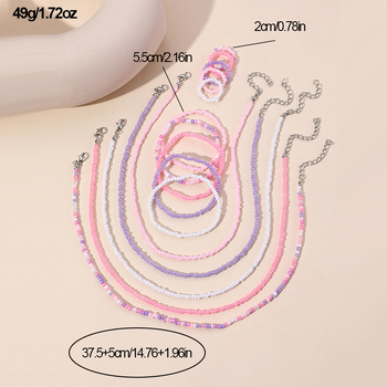 Piiriülesed Euroopa ja Ameerika laste ehted, boheemlaslikus stiilis värvilised helmed, käsitsi valmistatud helmestega kaelakee, käevõru, sõrmusülikond