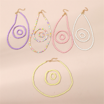 Piiriülesed Euroopa ja Ameerika laste ehted, boheemlaslikus stiilis värvilised helmed, käsitsi valmistatud helmestega kaelakee, käevõru, sõrmusülikond