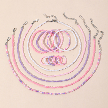 Piiriülesed Euroopa ja Ameerika laste ehted, boheemlaslikus stiilis värvilised helmed, käsitsi valmistatud helmestega kaelakee, käevõru, sõrmusülikond