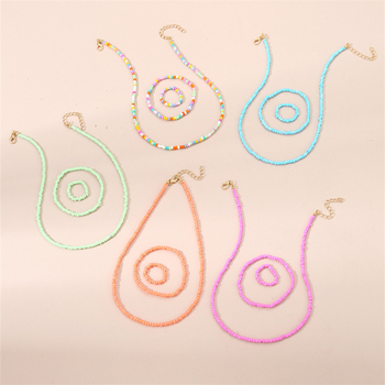 Piiriülesed Euroopa ja Ameerika laste ehted, boheemlaslikus stiilis värvilised helmed, käsitsi valmistatud helmestega kaelakee, käevõru, sõrmusülikond