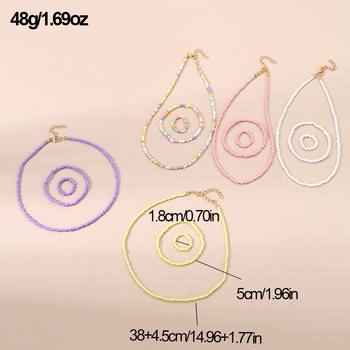 Piiriülesed Euroopa ja Ameerika laste ehted, boheemlaslikus stiilis värvilised helmed, käsitsi valmistatud helmestega kaelakee, käevõru, sõrmusülikond