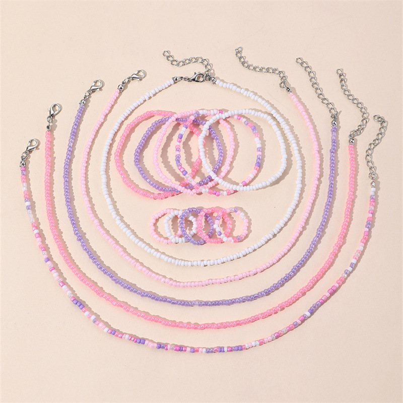 Piiriülesed Euroopa ja Ameerika laste ehted, boheemlaslikus stiilis värvilised helmed, käsitsi valmistatud helmestega kaelakee, käevõru, sõrmusülikond