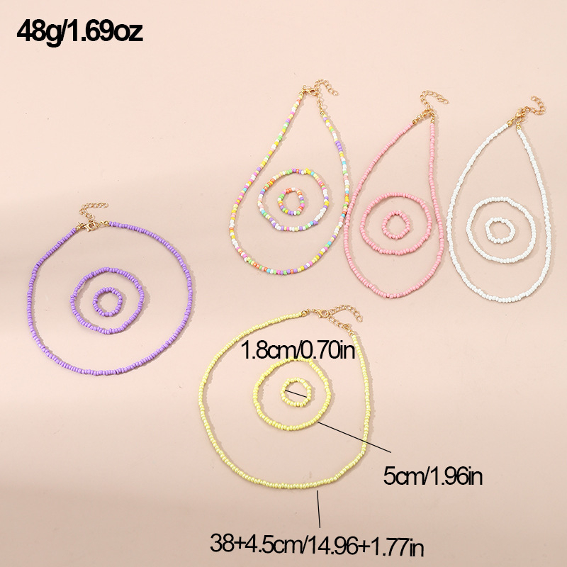 Piiriülesed Euroopa ja Ameerika laste ehted, boheemlaslikus stiilis värvilised helmed, käsitsi valmistatud helmestega kaelakee, käevõru, sõrmusülikond