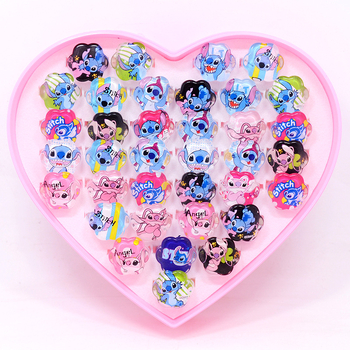 Vaikiški animacinio filmo „Stillson Elsa“ akriliniai žiedai, mergaitėms, žaislų dovanos, 36 žiedų dėžutė