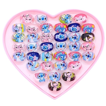 Vaikiški animacinio filmo „Stillson Elsa“ akriliniai žiedai, mergaitėms, žaislų dovanos, 36 žiedų dėžutė