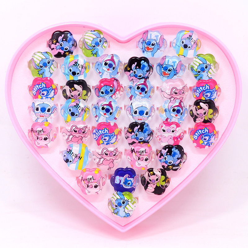 Vaikiški animacinio filmo „Stillson Elsa“ akriliniai žiedai, mergaitėms, žaislų dovanos, 36 žiedų dėžutė